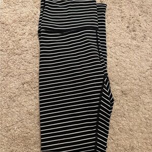 Lululemon Athletica Black and White Striped Leggings